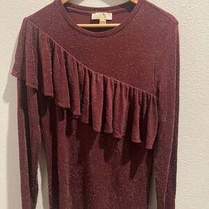 Michael Kors Metallic Scoop Neck Cold Shoulder Blouse